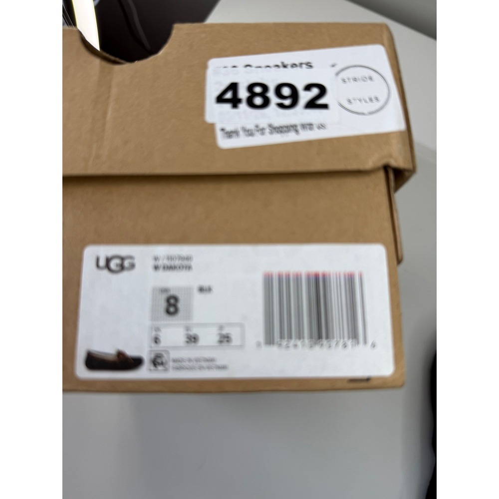 UGG Dakota Black Suede Moccasin Slippers Wool Lined 1107949 Womens 8 New - Picture 7 of 7
